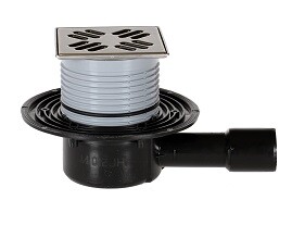 Трап с решеткой HL037N.33E - темная Бронза, (КЛИК-КЛАК), с горизонтальным выпуском DN40/50