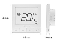 Сверхтонкий терморегулятор оборудованный датчиком влажности, с возможностью подключения выносного датчика FS300, встраиваемый, 230V
