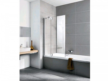 Шторка на ванну, Kermi, Pasa XP, шв 800*1500, петли-справа, серебристый матовый, цвет стекла-прозрачный, KermiCLEAN