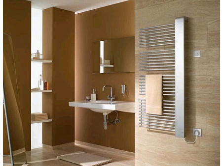 Полотенцесушитель, Kermi, Credo-Half-E, шгв 460*51*1409, справа, WFS титан, цвет-серебристый глянцевый Metallic